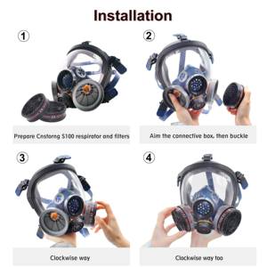 Respirateur de survie intégral Masque à gaz chimique à haute efficacité Double filtre réutilisable Anti-smog Respirateur chimique industriel - Product Image 5