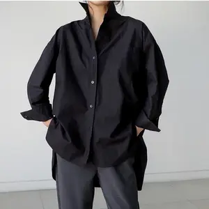 Wholesale 2023 Autumn New Korean Version Medium Long Loose Large Size Slim Front Short Back Versatile Women's Shirts