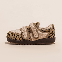 Bread Shoes Chaussures basses décontractées pour femme Hiver 2025, polyvalentes, chaudes, en daim et polaire, à motif léopard et fourrure, avec fermeture Velcro