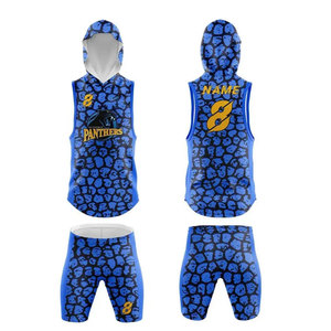 Ensemble d'uniformes de football américain 7v7 en polyester 100% imprimé par transfert thermique de qualité supérieure, sans manches, à capuche, respirant, grande taille - Product Image 1