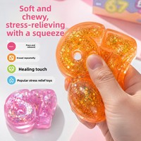 Jouet Squishy en Maltose Numéro 67 Doré Pailleté, avec Grandes Paillettes Holographiques Hexagonales, Design Arrondi et Bombé, à Rebond Lent, pour le Soulagement du Stress