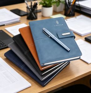 Logo 2026 Luxury Stationery Thermos Cup Notebook Gift Set A5 Business Pu Leather Journal With Water Bottle and USB - Product Image 4