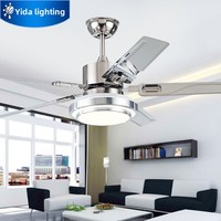 Ventilateur de plafond en fer de 52 pouces avec lumières LED, 5 pampilles de style moderne pour chambre/salon, ventilateur électrique 220V avec télécommande et variateur d'intensité