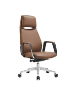 Fauteuil de bureau moderne ergonomique en cuir à dossier haut avec support lombaire réglable et accoudoirs fixes