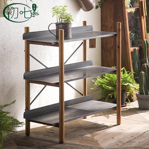 Modern Minimalist <b>Ladder</b> <b>Shelf</b> Black Wood Frame 3 Tier Storage Rack For Balcony <b>Garden</b> Living Room Eco Friendly - Product Image 2