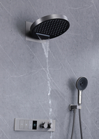 Ensemble de douche thermostatique mural en laiton poli gris anthracite, avec jets de pluie doux et de massage, pour appartement - Vente en gros