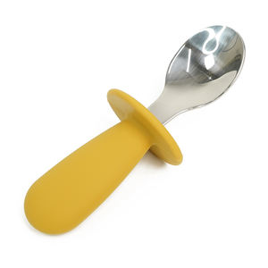 Cubiertos de acero inoxidable de silicona suave de grado alimenticio para niños Cucharas y tenedores para bebés no tóxicos Cuchillo para una alimentación cómoda para bebés - Product Image 4