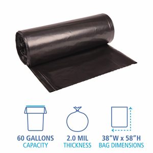 Bolsas de Basura Negras Recicladas de 60 Galones, 1.8 Mil, 38" X 58", 10 Bolsas por Rollo, Paquete de 10 - Product Image 4
