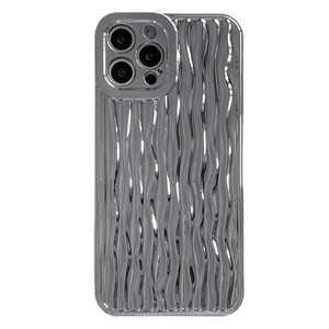 Funda de teléfono de lujo con ondulación de <span class=keywords><strong>agua</strong></span> galvanizada 3D <span class=keywords><strong>para</strong></span> <span class=keywords><strong>Iphone</strong></span> 16 15 14 roMax 13 Pro Max 11 12 XSMAX XR, funda protectora suave plateada - Product Image 1
