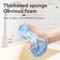 Éponge de nettoyage double face OEM à marque privée, tampon à récurer la vaisselle anti-rayures, éponge de nettoyage réutilisable en microfibre