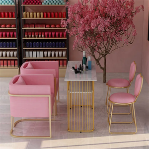 Juegos de Mesas de Mármol y Sillas de Manicura de Estilo Moderno y Económico para Salón de Belleza, Mesa de Uñas con Ventilador y Silla de Metal para Salón de Peluquería - Product Image 3