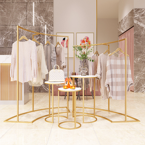 Magasin de vêtements Présentoir semi-circulaire du sol au sol Magasin de vêtements pour femmes <span class=keywords><strong>Tige</strong></span> de suspension de vêtements Présentoir haut et bas - Product Image 2