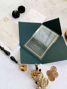 Tarjetas de Invitación de Boda y Navidad de Papel Recubierto Ecológico, Modernas, Personalizadas de Fábrica, con Escritura Dorada, Sobre Impreso y Sello de Cera - Product Image 6