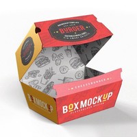 Boîte à hamburger en papier kraft personnalisée, emballage alimentaire biodégradable, logo imprimé, à emporter