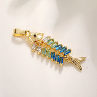 Breloques tendance en zircon incrusté, motifs poisson, tortue, coquillage, étoile de mer, plaqué or 14 carats, pendentifs marins pour colliers et bracelets