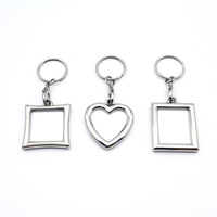 Porte-clés cadre photo en alliage de zinc argenté, décoration DIY, cadeau, vente en gros, personnalisation