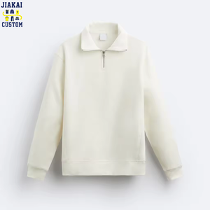 <span class=keywords><strong>Felpa</strong></span> Pesante Bianco Puro Personalizzata con Mezza Cerniera e Collo a Choker, 280gsm 100% Cotone, Vestibilità Ampia, Antivento, Stile Streetwear - Product Image 1