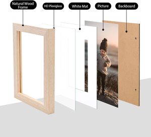 Marcos de fotos de <span class=keywords><strong>madera</strong></span> <span class=keywords><strong>natural</strong></span> de 6x8, juego de exhibición de plexiglás acrílico, alfombrilla de 4x6, 6x8, montaje en pared de mesa, 5x7, marcos de <span class=keywords><strong>madera</strong></span> de vidrio DIY - Product Image 3
