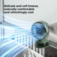 Ventilateur à pince multifonctionnel 3 vitesses avec veilleuse, moteur sans balais, pour bureau, mural, à circulation d'air, rechargeable par USB, portable et à main