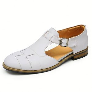Chaussures de mariage en cuir de luxe pour hommes, style britannique, bout rond, respirantes, antidérapantes, résistantes à l'usure, chaussures en cuir pour affaires - Product Image 5