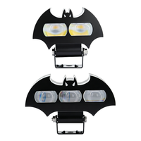 Phares LED de moto en forme de chauve-souris de qualité supérieure, 2/3 lentilles, blanc jaune avec feux antibrouillard RGB pour moto, VTT, UTV, camions