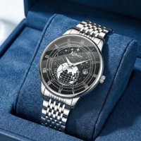Montre à quartz pour homme, cadran de 43 mm, aiguille de 22 mm, boîtier en alliage, bracelet en acier inoxydable, verre minéral renforcé, lumineux, résistant à l'eau jusqu'à 30 m