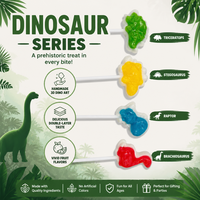 Sucettes dures sur le thème des dinosaures OEM ODM, modélisation réaliste de dinosaures, emballage personnalisé, vente en gros pour les distributeurs de bonbons