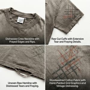 เสื้อยืดทรงหลวมแบบครอปสำหรับผู้ชาย ผ้าฝ้าย 100% ซักแล้ว สไตล์วินเทจทำสีซีดแบบดิสเทรส  ผู้ผลิตยอดนิยม รับผลิตตามแบบ สำหรับสตรีทแวร์ - Product Image 2