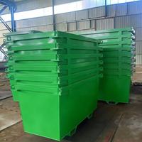 Conteneur à déchets mobile en acier pour l'extérieur, bac à déchets, bac à déchets efficace, recyclage des déchets, métal de rebut, bac à déchets à roulettes