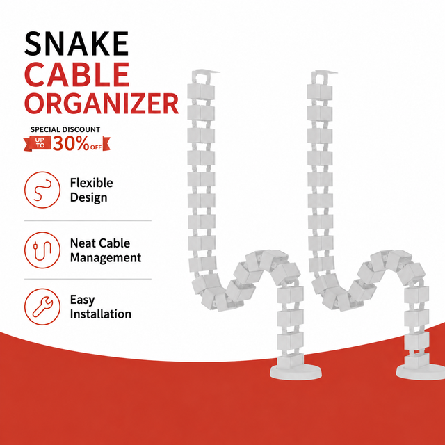 Flexible Snake Cable Organizer for Desk Wire Management Adjustable Cable Spine Raceway for Office Workstation Computer Setup