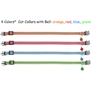 Upgraded Version Reflective Cat Collar Cat Head Buckle Breakaway Adjustable <b>Light</b> Nylon Striped Cat <b>Dog</b> Pet Collar With Bell - Product Image 2