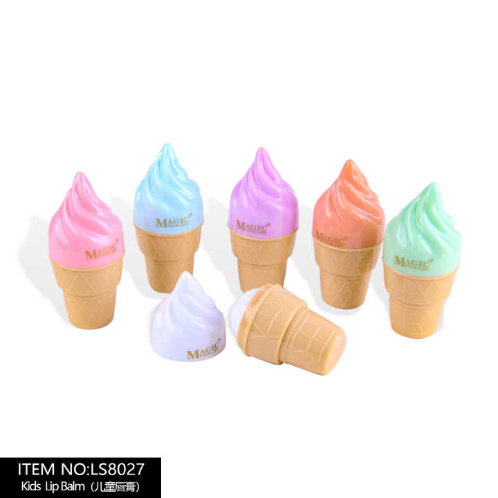 Custom Lip Balm Makeup Supplier Fast Dry Cute Plants Moist Ball Shape Organic Fruit Ice Cream Lip Balm