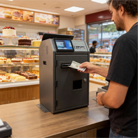 Kioscos de Autoservicio de Doble Pantalla, Máquina de Gestión de Efectivo Segura con Pago con Tarjeta de Crédito y Efectivo, con Software POS