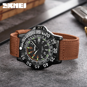 Skmei Men's Analog Quartz Watch 14mm Titanium Alloy Case Luminous Water Resistant Date Nylon Strap - Product Image 4