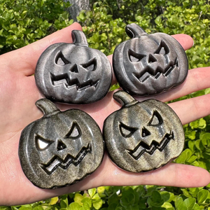 Citrouille en obsidienne dorée/argentée en gros, style bohème, décoration d'Halloween et de Noël, citrouille en quartz, décoration d'intérieur, cadeau d'Halloween - Product Image 2