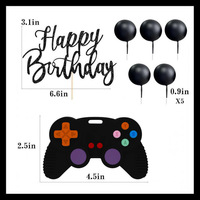 Set de Decoración para Pastel de Control de Videojuegos, Precio de Fábrica, Adorno Brillante de Feliz Cumpleaños, Esfera, Artículos para Fiestas de Cumpleaños de Videojuegos para Niños
