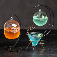 Verres à vin à Cocktail créatifs, verre à melon d'hiver, nouvelle mode ronde suspendue, verre à cocktail avec porte-gobelet en acier inoxydable