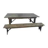 Table rectangulaire en bois massif pour banquet, table à manger en bois de ferme