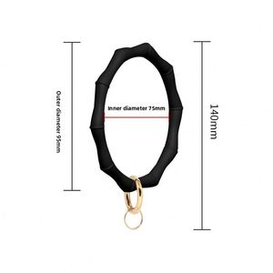 Geometric Type Silicone Bracelet Key Gold <b>Large</b> Buckle Outdoor Sports Case Silicone Bracelet Keychain Wristlet Round Keyring - Product Image 2