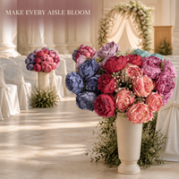 Bouquet de fleurs artificielles pivoine et ranunculus à 7 têtes en tissu brossé, finition flamme, pour arrangement de table intérieur, style nordique Instagram