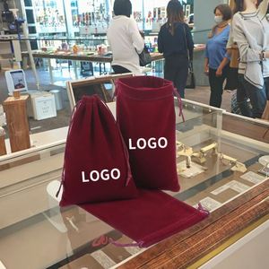 Sacs cadeaux personnalisés de luxe en velours rose avec cordon de serrage, petites pochettes en tissu 5*7CM, recyclables pour montres et écouteurs - Product Image 5