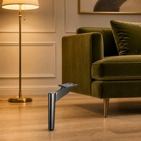Pieds de canapé modernes en métal argenté avec support angulaire, pieds de meubles coniques pour canapé, divan et armoire