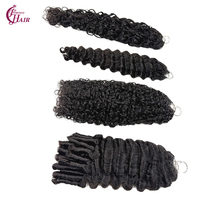 Extensions de cheveux humains bouclés à la burmese avec pointe effilée FH et extrémités spirales pour tresses au crochet
