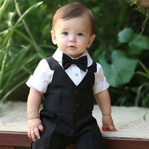 Vêtements personnalisés <span class=keywords><strong>pour</strong></span> enfants, vêtements d'été <span class=keywords><strong>pour</strong></span> bébés garçons, smoking, barboteuse, combinaison, baptême <span class=keywords><strong>pour</strong></span> garçon - Product Image 5