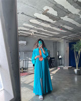 Vêtements islamiques pour le Ramadan, Dubai, turquoise, élégant, personnalisé, pour la prière et l'Aïd, Abaya musulmane pour femme