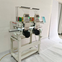 Machine à broder industrielle 800*500mm à 2 têtes, 9/12/15 aiguilles pour casquettes, t-shirts, tissus