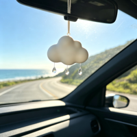 Pendentif diffuseur de parfum pour voiture en forme de nuage et goutte de pluie, avec pierre de guérison et lumière, ornement décoratif pour femme