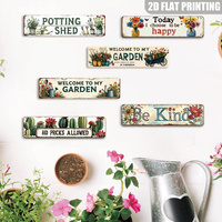 Letrero Metálico Largo para Invernadero, Decoración Retro para Pared de Jardín con Diseño de Flores y Herramientas para Patio Trasero y Invernadero