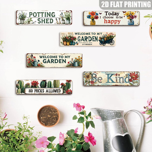Panneau <span class=keywords><strong>métallique</strong></span> long rétro pour abri de jardin, décoration murale de jardin avec motifs de fleurs et d'outils pour cour, patio et <span class=keywords><strong>serre</strong></span> - Product Image 4