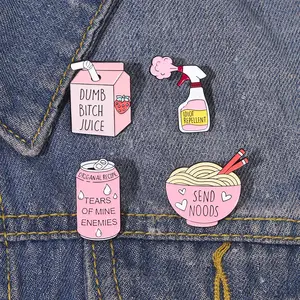 Pink Color Food And Daily Necessities Metal Badge Emblem Novelty Brooches Pin Hard Enamel Pins